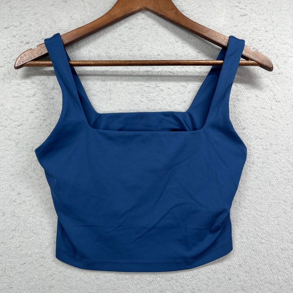 CRZ YOGA Cropped Tank Top Womens S Blue Square Neck Athletic Yoga Workout Gym